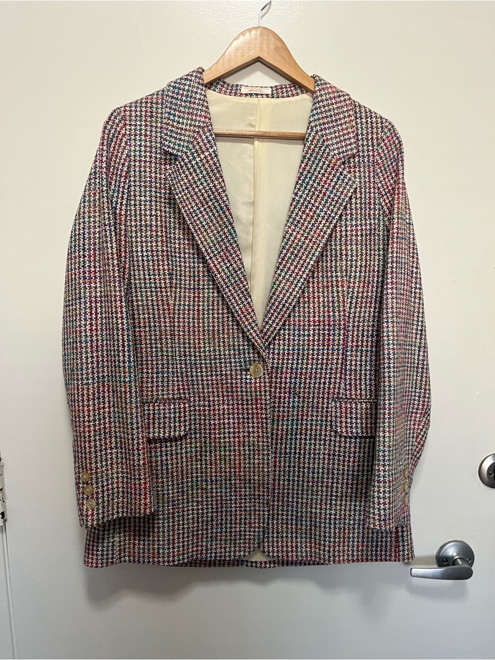 Coventry Row for Dillards Vintage Multicolor Houndstooth Blazer - Single-Button